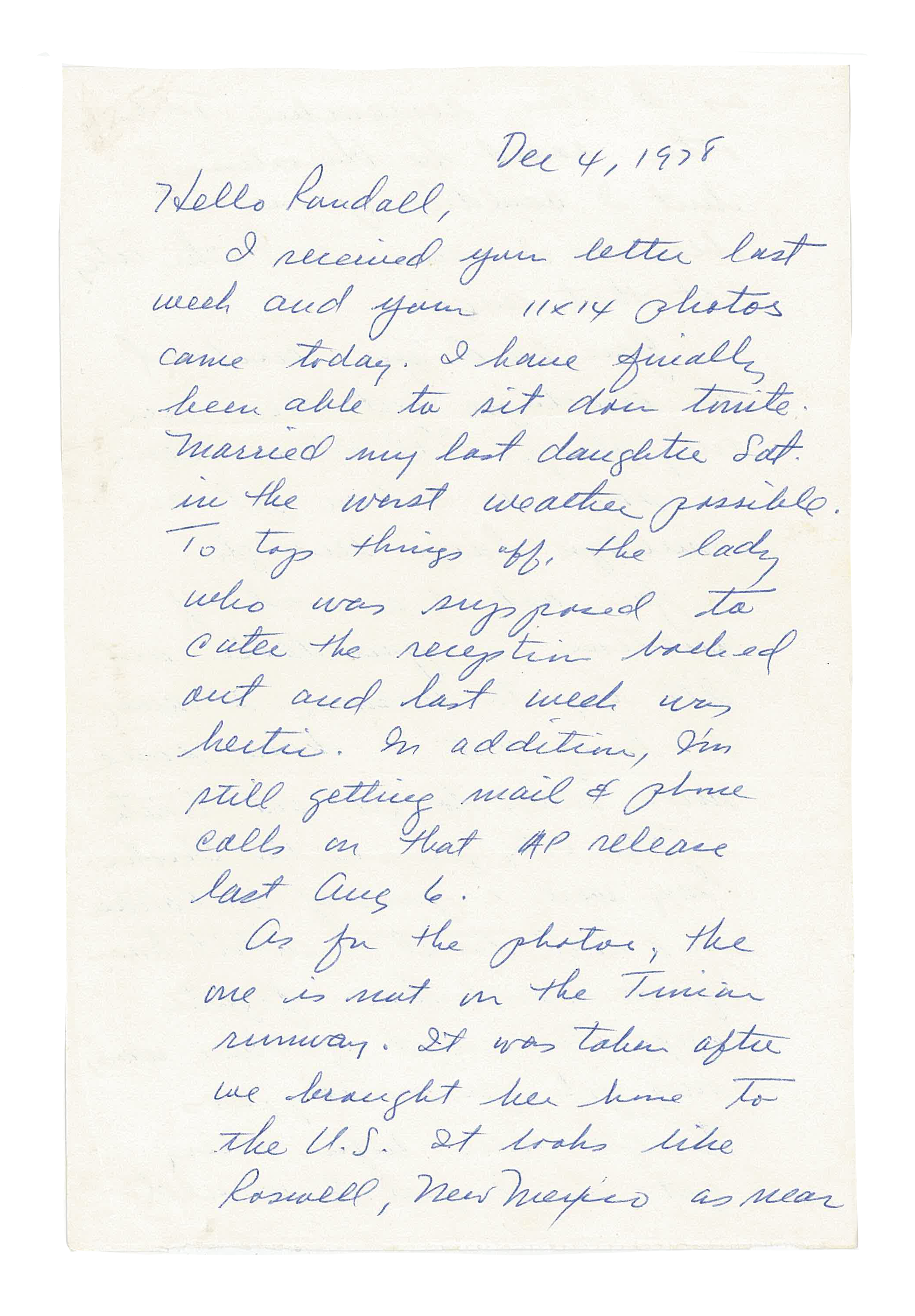 Letters from the Crew of the Enola Gay